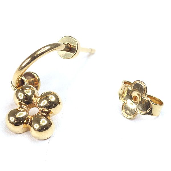 Louis Vuitton Earrings Blooming Gold Metal LV Circle Monogram Flower — view 3