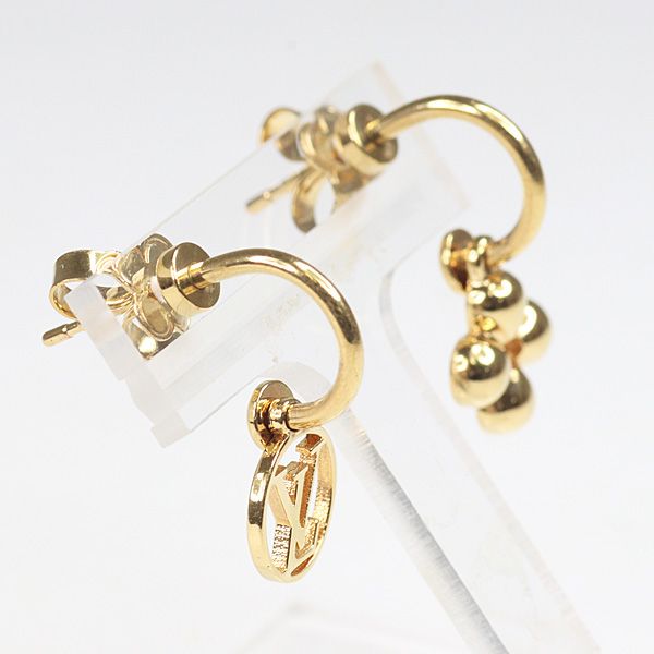 Louis Vuitton Earrings Blooming Gold Metal LV Circle Monogram Flower — view 2