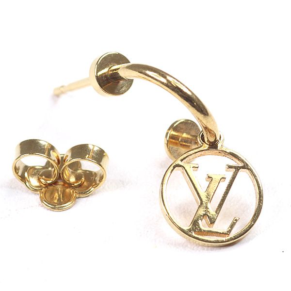 Louis Vuitton Earrings Blooming Gold Metal LV Circle Monogram Flower — view 4