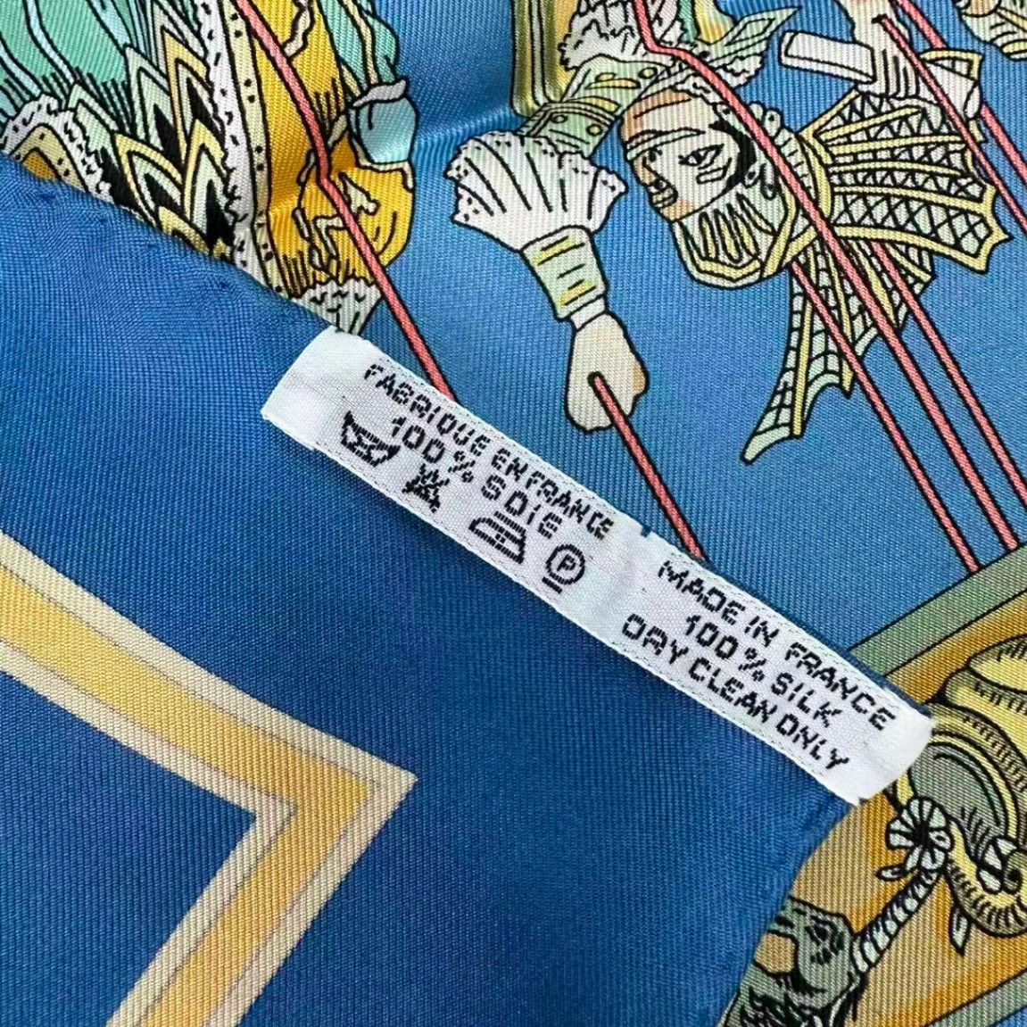 Hermes Carre 90 le Temps Des Marionnettes Marionette Time Silk Scarf Blue — view 8