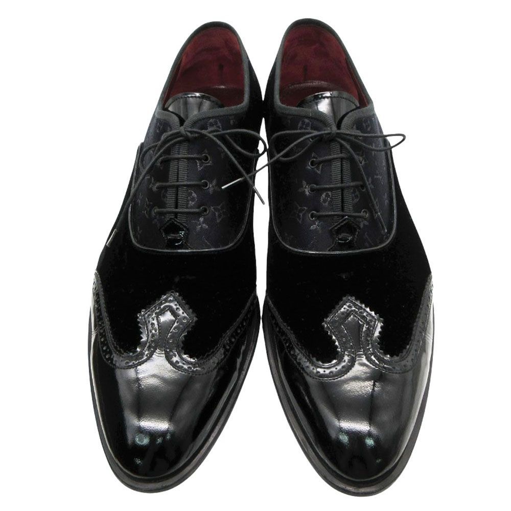 Louis Vuitton Dress Shoes Monogram Jacquard Velour Contrast Leather Business 10 — view 2