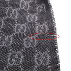 Gucci Scarf Shawl Web Line GG Pattern Fringe Gray Black — view 9