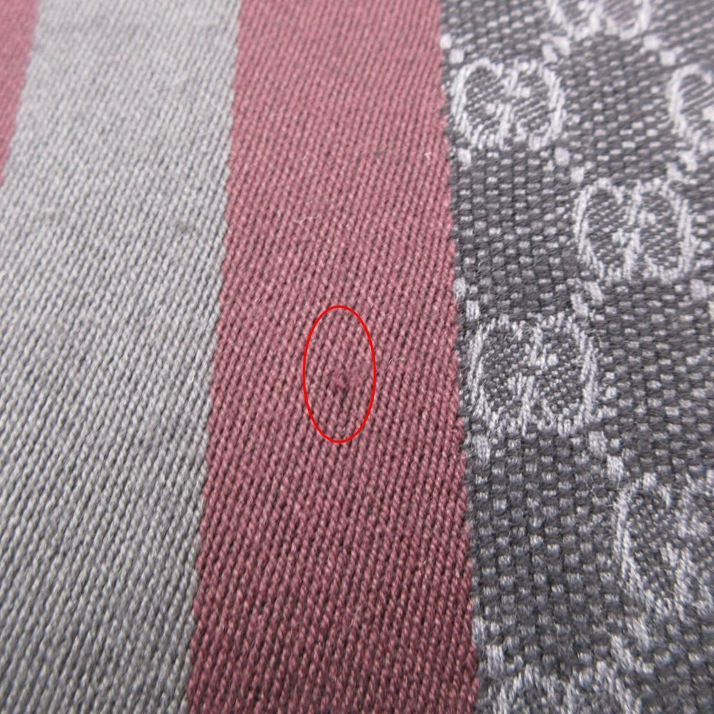 Gucci Scarf Shawl Web Line GG Pattern Fringe Gray Black — view 6