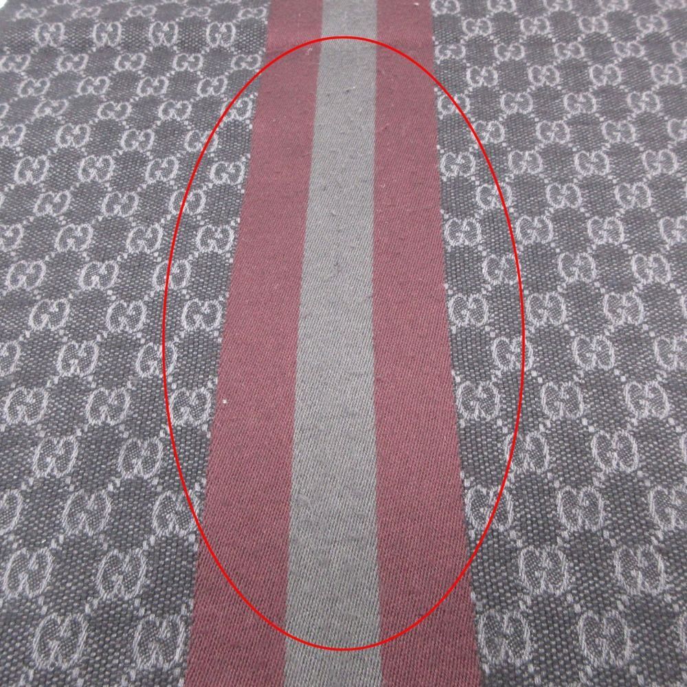 Gucci Scarf Shawl Web Line GG Pattern Fringe Gray Black — view 5