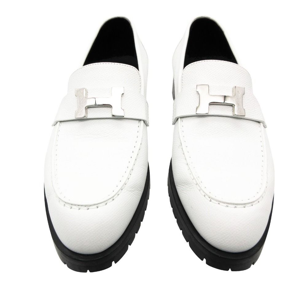 Hermes Loafers Moccasins Faubourg Veau Epsom White 37 — view 4