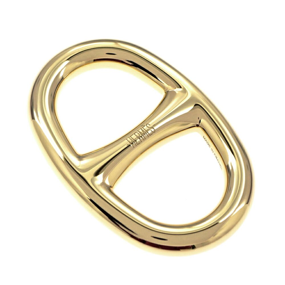 Hermes Scarf Ring Chaine D'ancre Permanent Brass Gold Color GD Pendant Style — view 5