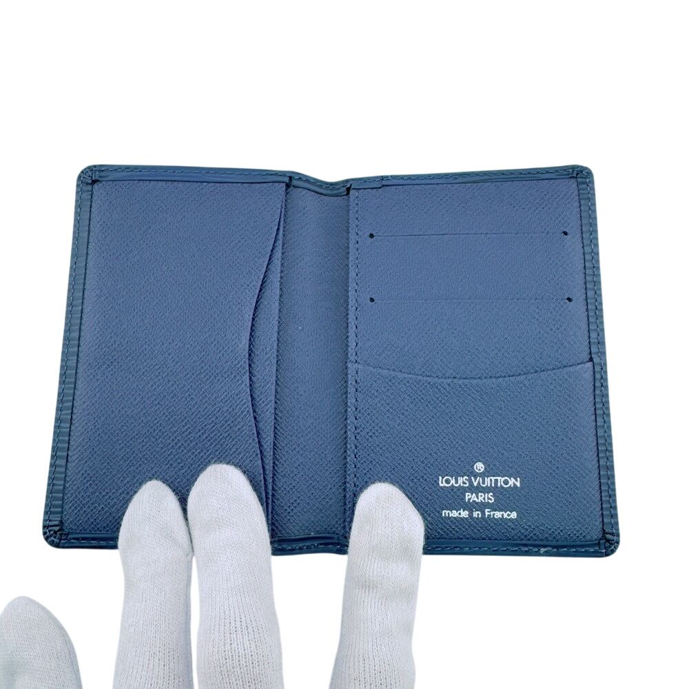 Louis Vuitton Business Card Holder Fixed Era Organizer Poche Epi Case Blue — view 7