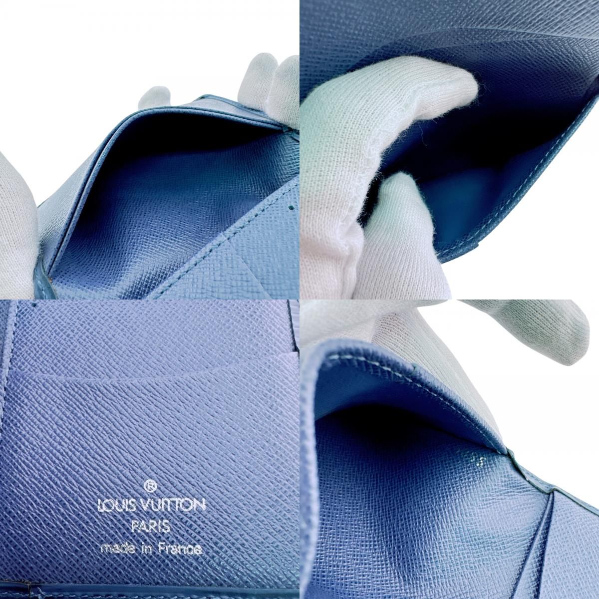Louis Vuitton Business Card Holder Fixed Era Organizer Poche Epi Case Blue — view 8