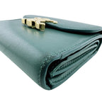 Celine Compact Wallet Small Flap Triomphe Leather Trifold Green — view 4
