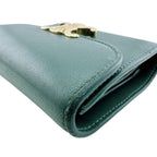 Celine Compact Wallet Small Flap Triomphe Leather Trifold Green — view 6