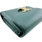 Celine Compact Wallet Small Flap Triomphe Leather Trifold Green — view 3