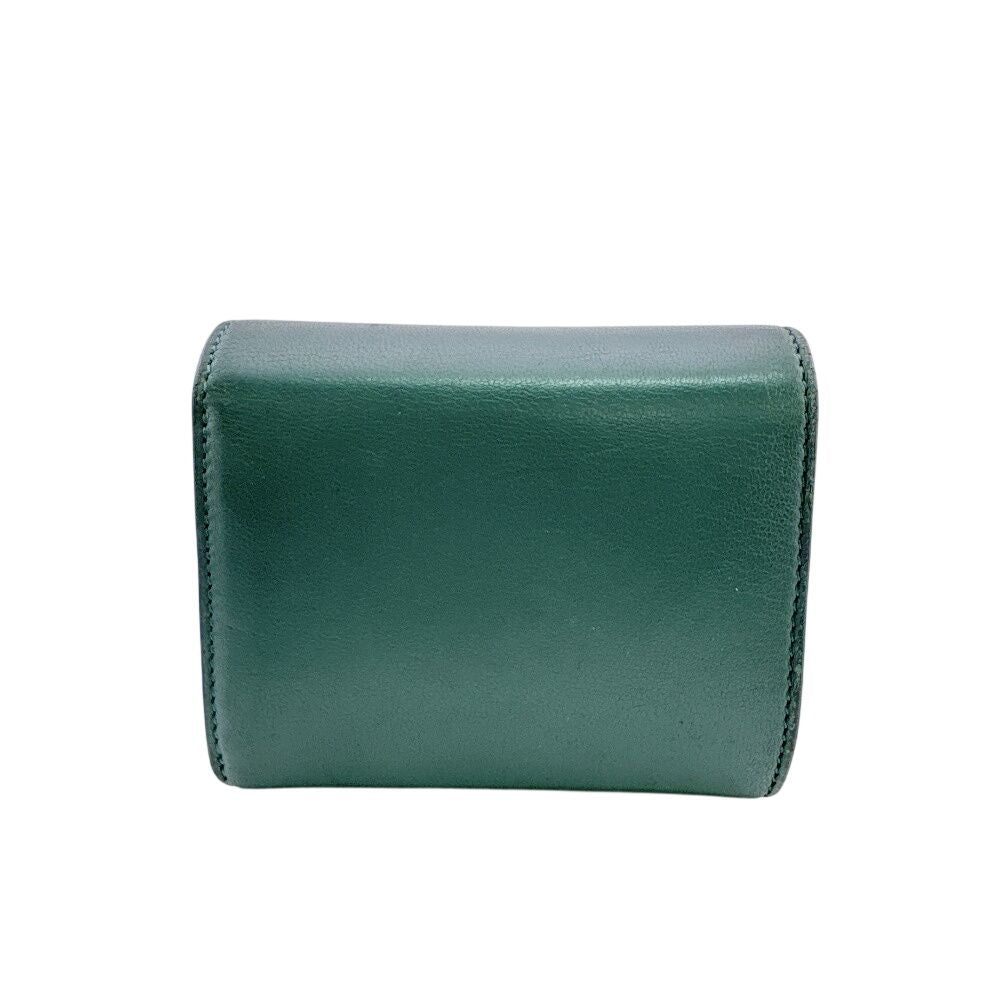 Celine Compact Wallet Small Flap Triomphe Leather Trifold Green — view 2