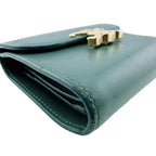 Celine Compact Wallet Small Flap Triomphe Leather Trifold Green — view 5