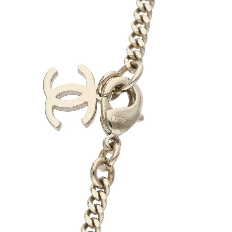 Chanel CC Logo Rhinestone Faux Pearl Necklace — view 3