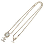 Chanel CC Logo Rhinestone Faux Pearl Necklace — view 2