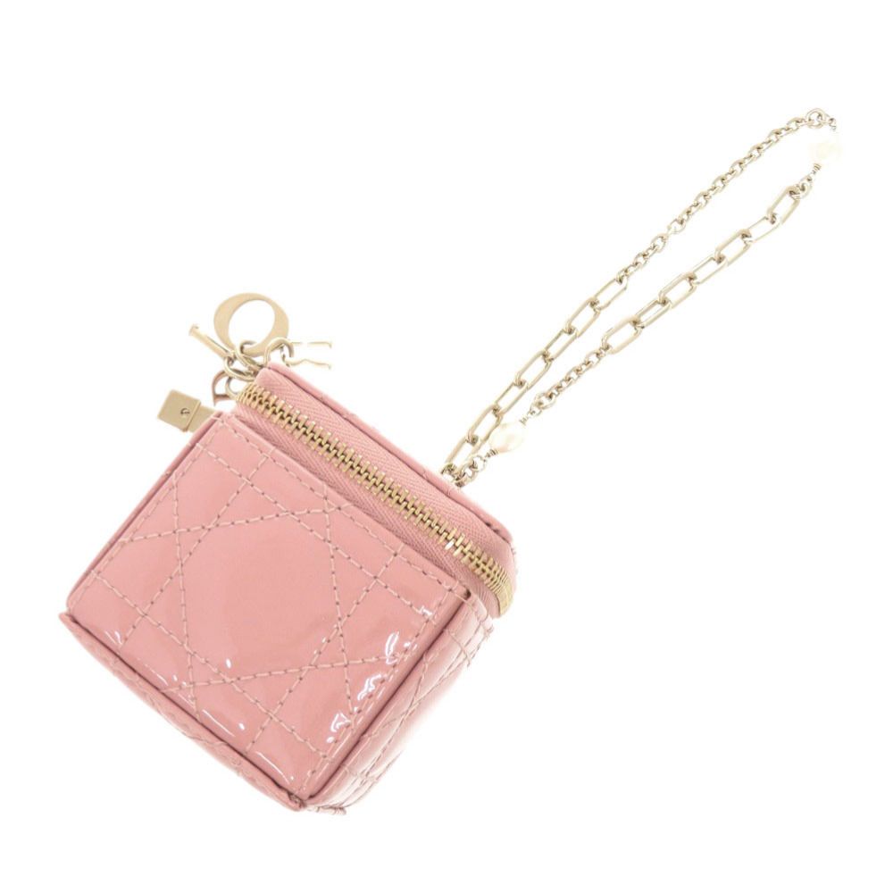 Dior Lady Chain Cube Micro Pouch Patent Leather Pink — view 7
