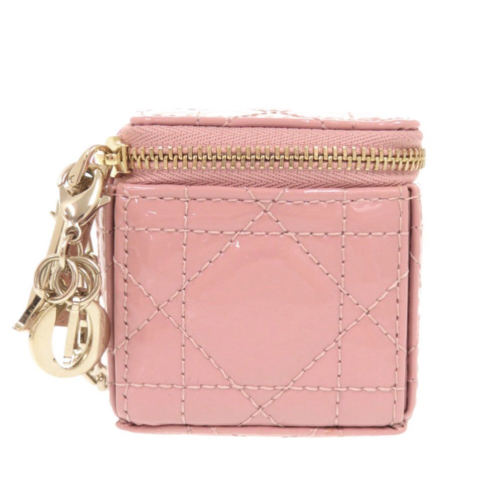 Dior Lady Chain Cube Micro Pouch Patent Leather Pink — view 2