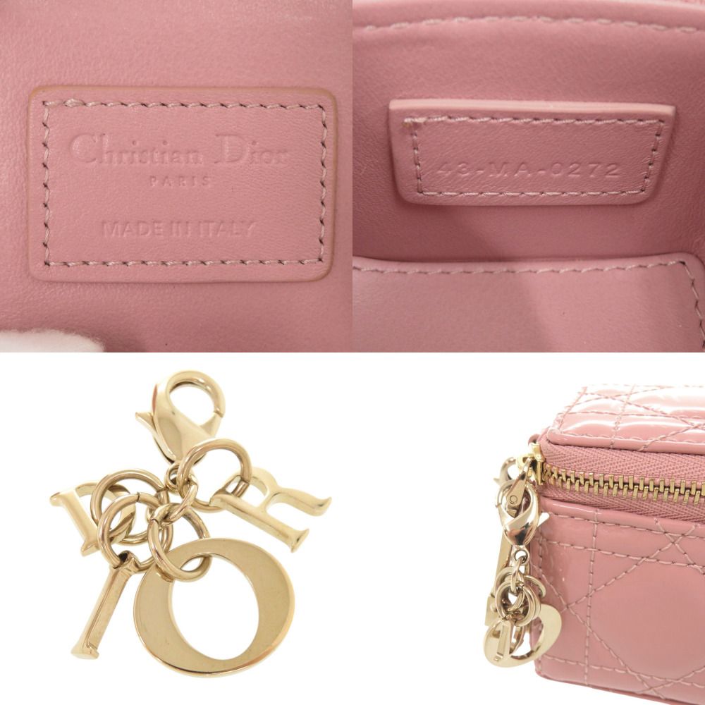 Dior Lady Chain Cube Micro Pouch Patent Leather Pink — view 9