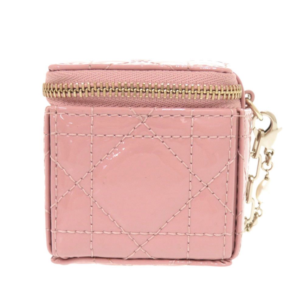 Dior Lady Chain Cube Micro Pouch Patent Leather Pink — view 4
