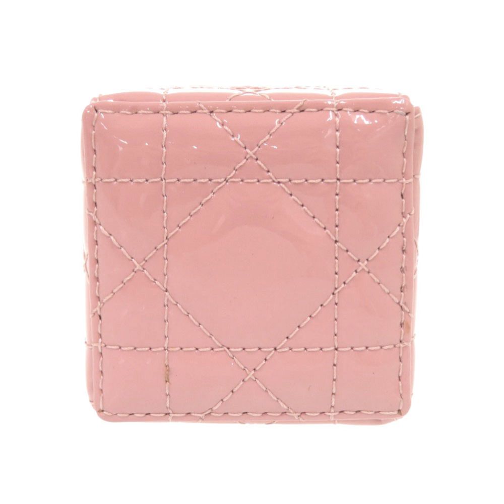 Dior Lady Chain Cube Micro Pouch Patent Leather Pink — view 5