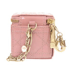 Dior Lady Chain Cube Micro Pouch Patent Leather Pink — view 3