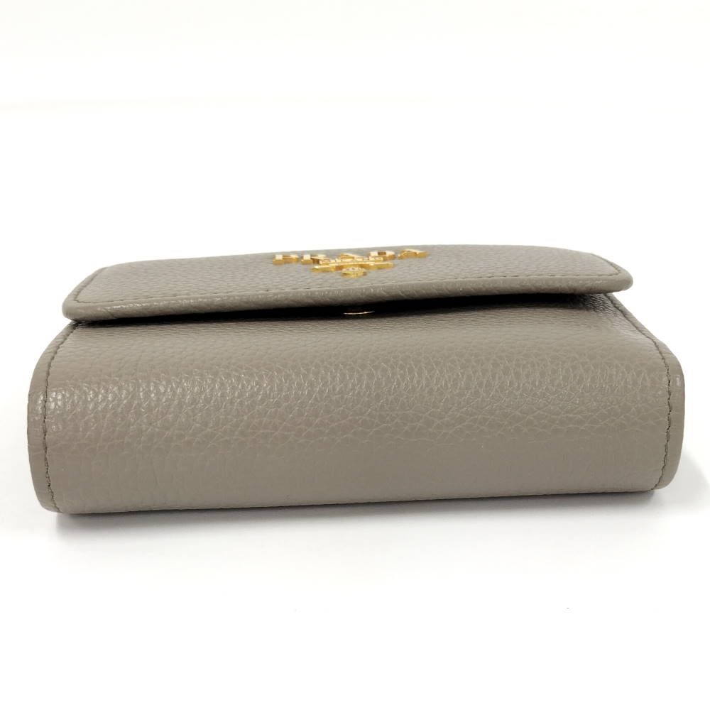 Prada Compact Wallet Trifold Leather Gray — view 5