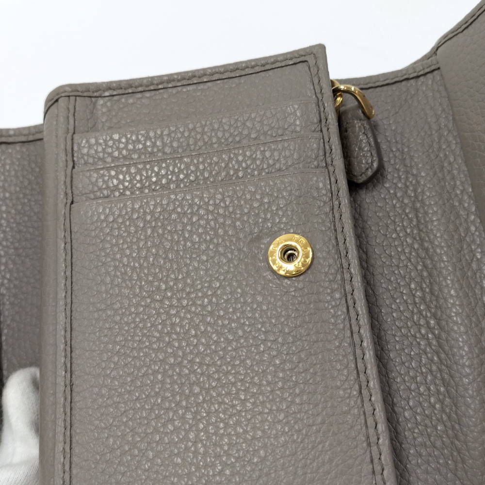 Prada Compact Wallet Trifold Leather Gray — view 7