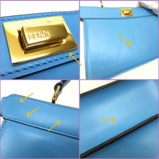 Fendi Peekaboo Ishi Yu East Waist Handbag Leather Light Blue Gold — view 7