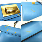 Fendi Peekaboo Ishi Yu East Waist Handbag Leather Light Blue Gold — view 7