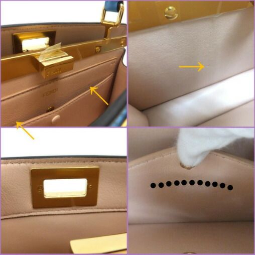 Fendi Peekaboo Ishi Yu East Waist Handbag Leather Light Blue Gold — view 9
