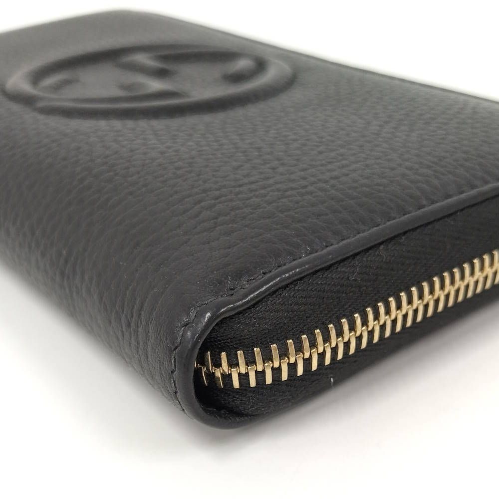 Gucci Soho Zip Around Wallet Interlocking Leather Black — view 4