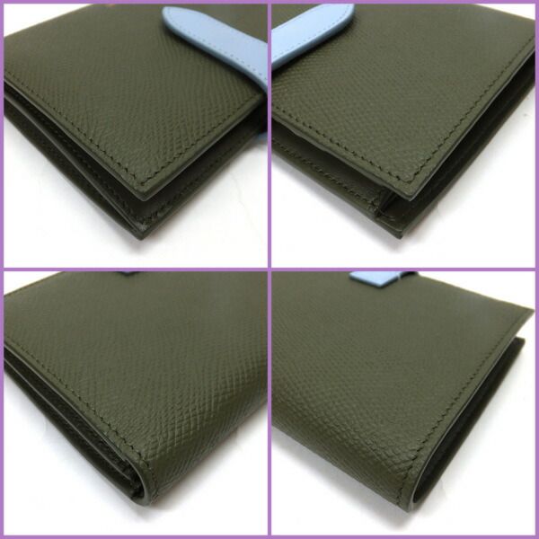 Celine Strap Wallet Grain Calfskin Green Light Blue Bicolor — view 4