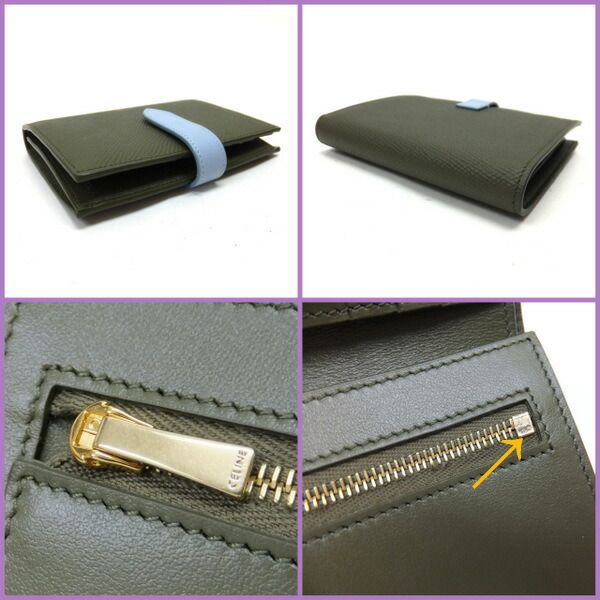Celine Strap Wallet Grain Calfskin Green Light Blue Bicolor — view 5