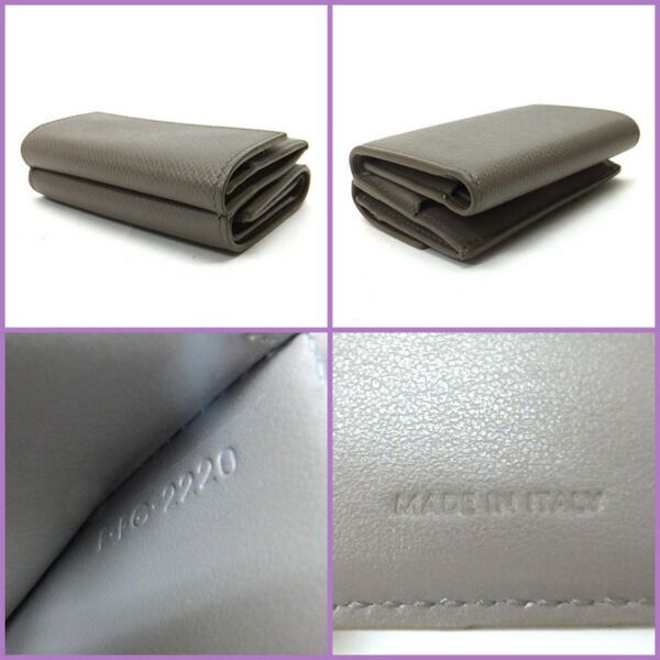 Celine Small Trifold Wallet Leather Gray Gold — view 6