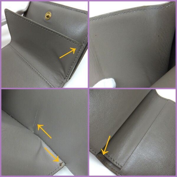Celine Small Trifold Wallet Leather Gray Gold — view 7