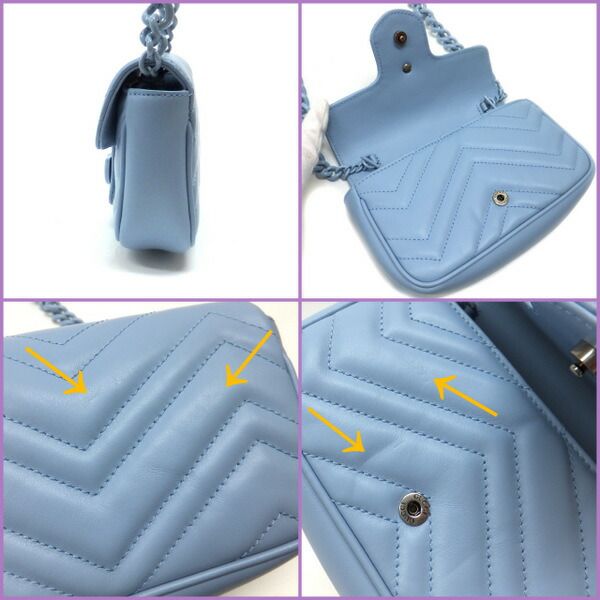 Gucci Belt Chain Bag GG Marmont Leather Light Blue — view 6