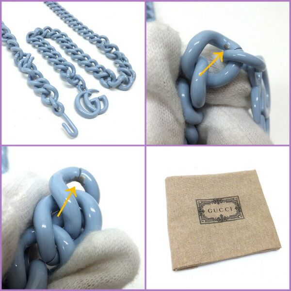 Gucci Belt Chain Bag GG Marmont Leather Light Blue — view 9