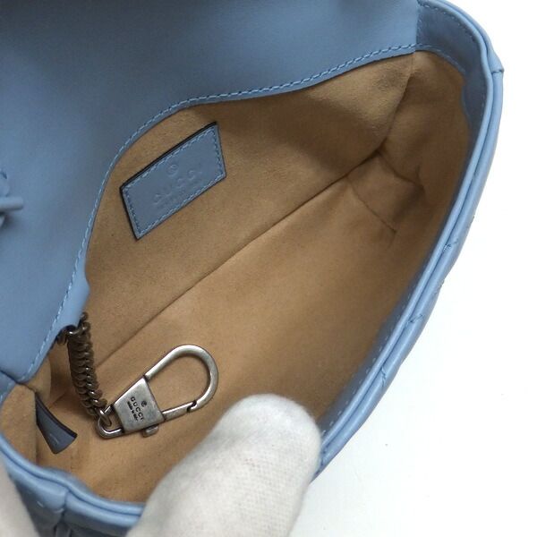 Gucci Belt Chain Bag GG Marmont Leather Light Blue — view 5