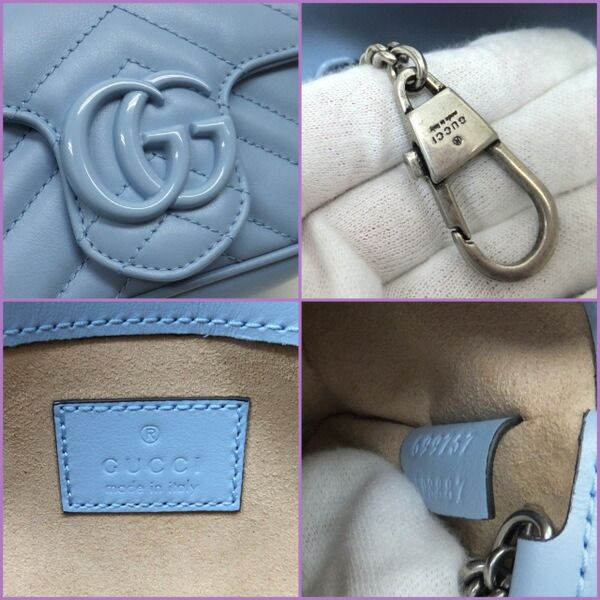 Gucci Belt Chain Bag GG Marmont Leather Light Blue — view 8