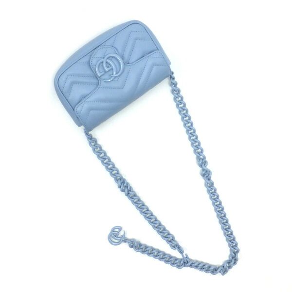 Gucci Belt Chain Bag GG Marmont Leather Light Blue — view 2