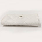 Chanel Fragment Case Caviar Leather White Silver Wallet — view 6
