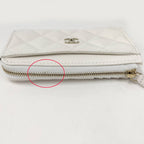 Chanel Fragment Case Caviar Leather White Silver Wallet — view 5