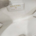 Chanel Fragment Case Caviar Leather White Silver Wallet — view 8