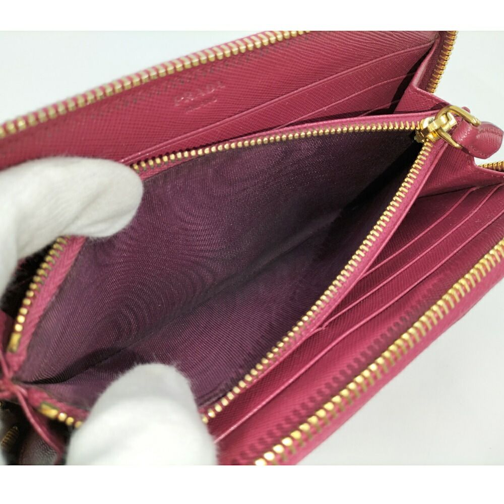 Prada Zip Around Wallet Saffiano Leather Pink — view 8