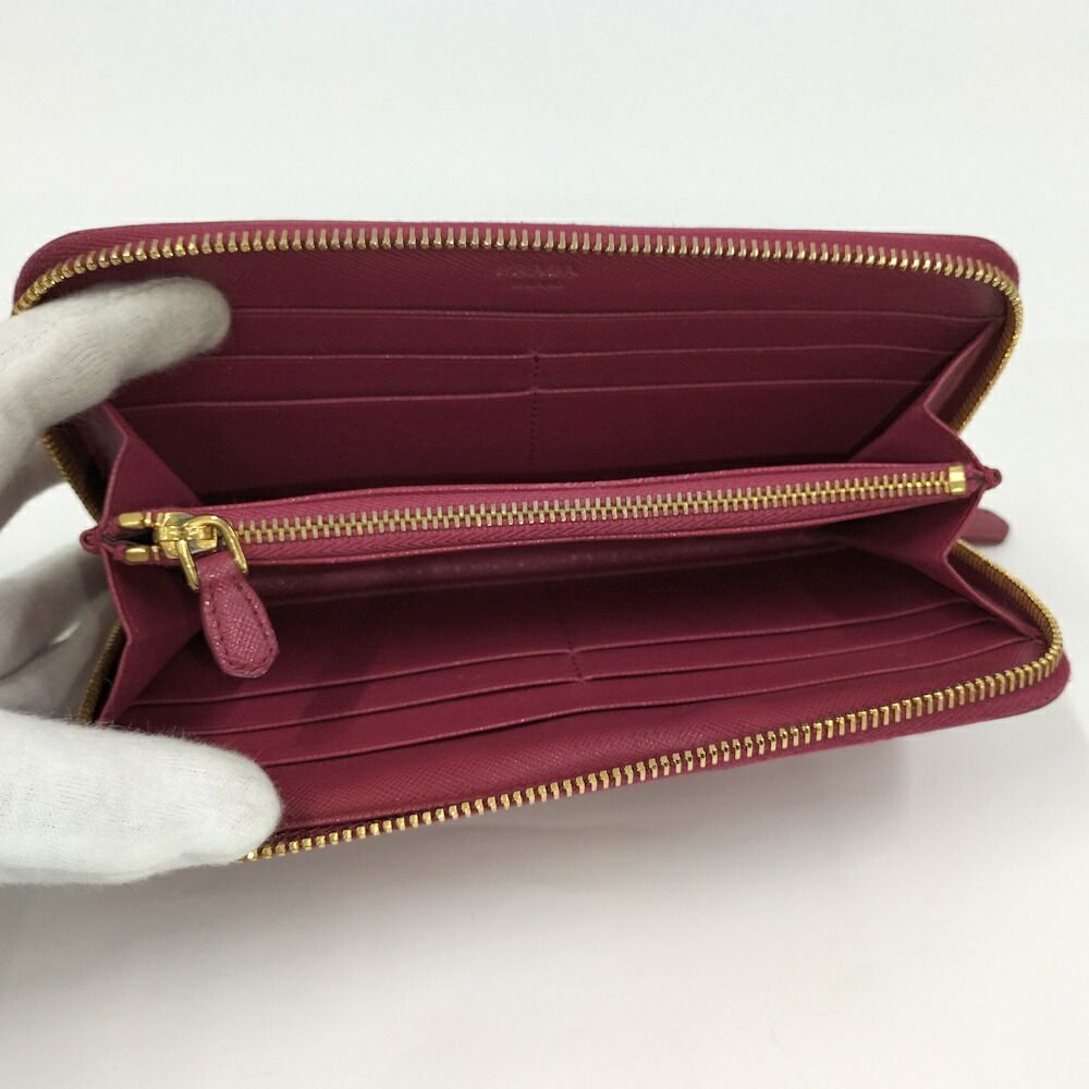 Prada Zip Around Wallet Saffiano Leather Pink — view 2