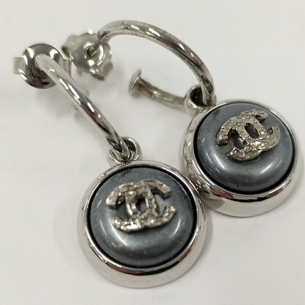 Chanel Earrings CC Logo Plated Blue — view 3