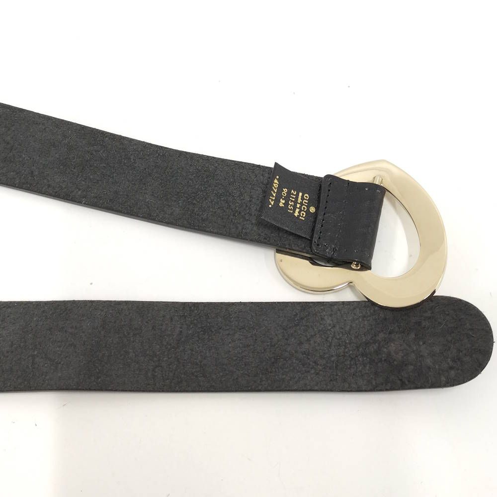 Gucci Holeless Belt Heart Buckle Leather Black — view 6