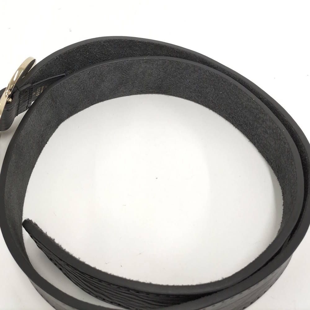 Gucci Holeless Belt Heart Buckle Leather Black — view 7