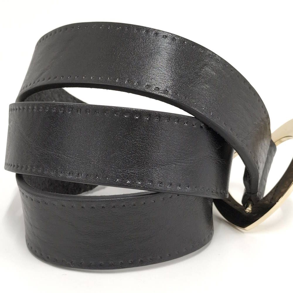Gucci Holeless Belt Heart Buckle Leather Black — view 4