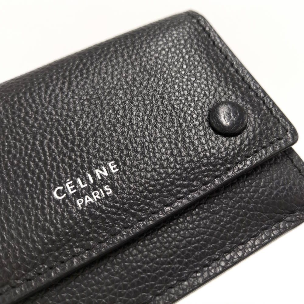Celine Trifold Wallet Leather Black — view 6